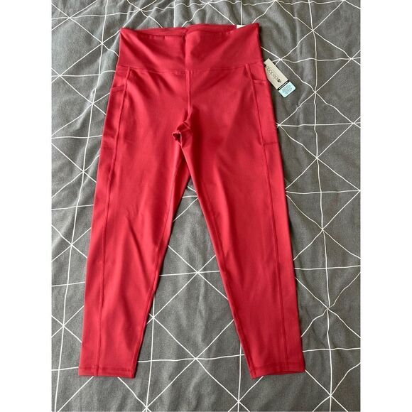 Ideology Pants - Ideology Red High-Waited Side-Pocket 7/8 Length Leggings Size Large